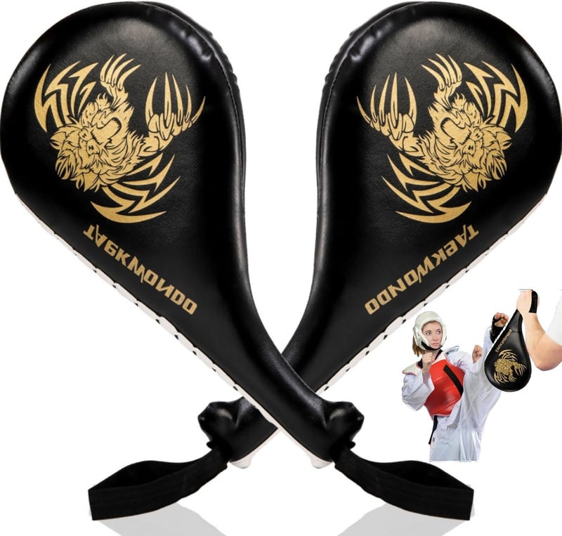 Tlence 2 Pack Taekwondo Kick Pads, 15 x 7.5 x 2 inch Double Kicking Target Paddles, PU Leather Martial Arts Training Pad, TKD Strike Kickboxing Punching Sparring Equipment for Youth Adult - Image 1